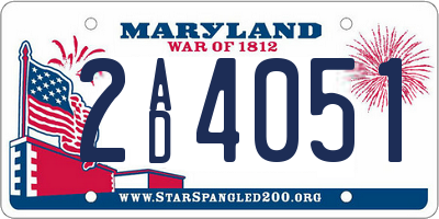 MD license plate 2AD4051
