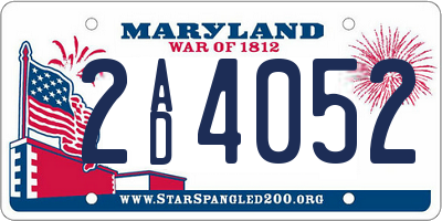 MD license plate 2AD4052