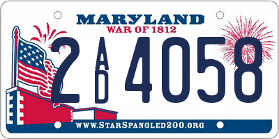 MD license plate 2AD4058