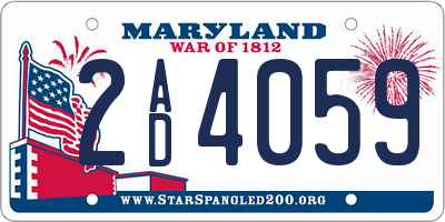MD license plate 2AD4059
