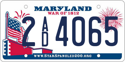 MD license plate 2AD4065