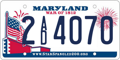 MD license plate 2AD4070