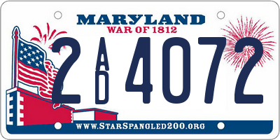 MD license plate 2AD4072