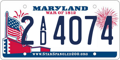 MD license plate 2AD4074