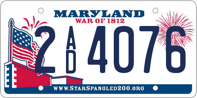 MD license plate 2AD4076