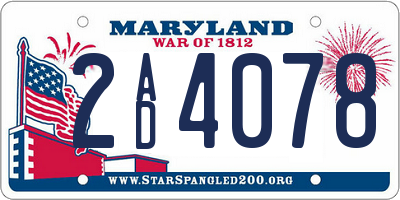 MD license plate 2AD4078