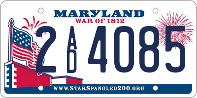 MD license plate 2AD4085
