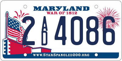 MD license plate 2AD4086