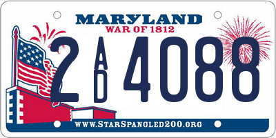 MD license plate 2AD4088