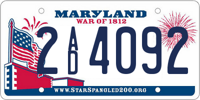MD license plate 2AD4092