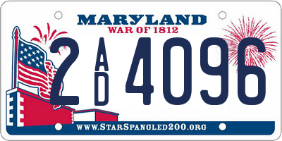 MD license plate 2AD4096