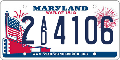 MD license plate 2AD4106
