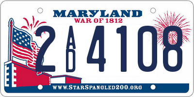MD license plate 2AD4108