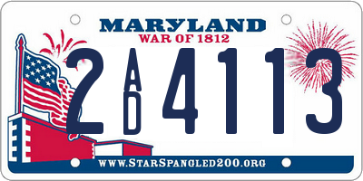 MD license plate 2AD4113
