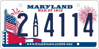 MD license plate 2AD4114
