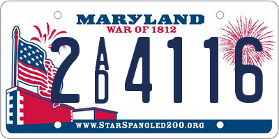 MD license plate 2AD4116