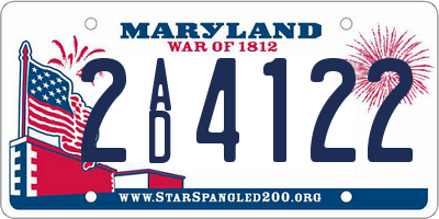 MD license plate 2AD4122