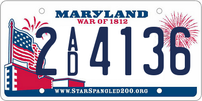 MD license plate 2AD4136