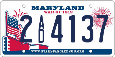 MD license plate 2AD4137