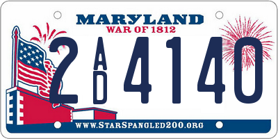 MD license plate 2AD4140