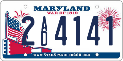 MD license plate 2AD4141