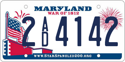 MD license plate 2AD4142
