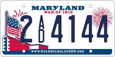 MD license plate 2AD4144