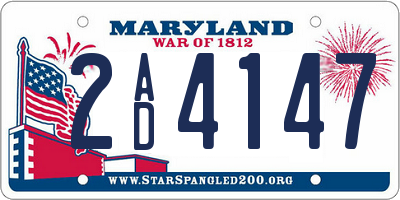 MD license plate 2AD4147
