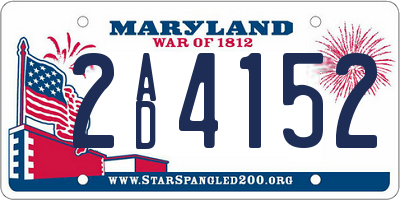 MD license plate 2AD4152
