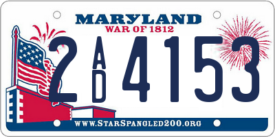 MD license plate 2AD4153