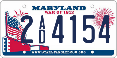 MD license plate 2AD4154