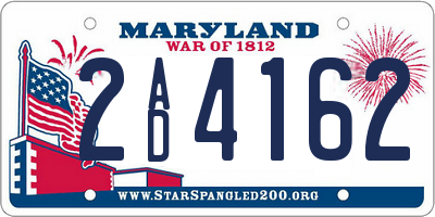 MD license plate 2AD4162