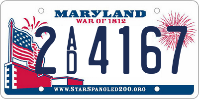 MD license plate 2AD4167