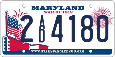 MD license plate 2AD4180