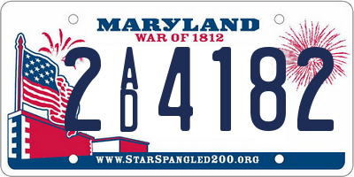 MD license plate 2AD4182