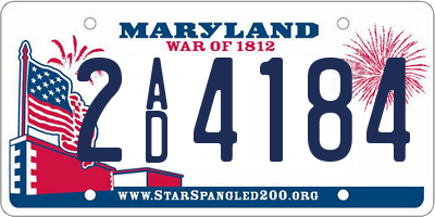 MD license plate 2AD4184
