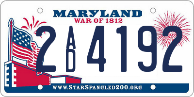 MD license plate 2AD4192