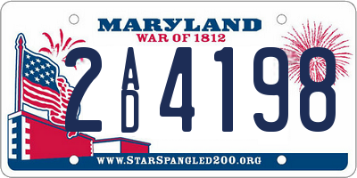 MD license plate 2AD4198