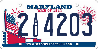 MD license plate 2AD4203