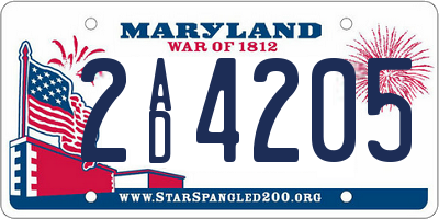 MD license plate 2AD4205