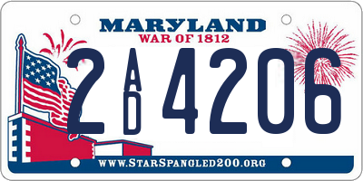 MD license plate 2AD4206