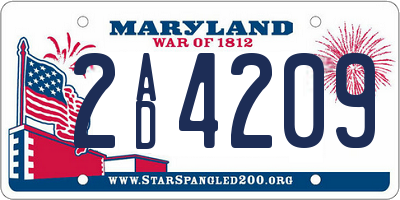 MD license plate 2AD4209