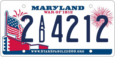 MD license plate 2AD4212