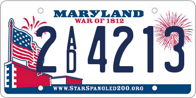 MD license plate 2AD4213