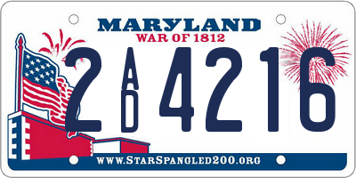 MD license plate 2AD4216