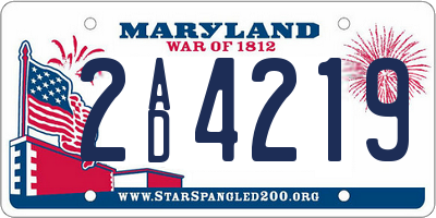 MD license plate 2AD4219