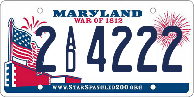 MD license plate 2AD4222