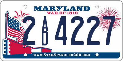 MD license plate 2AD4227
