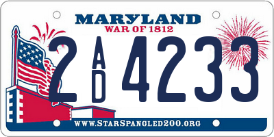 MD license plate 2AD4233