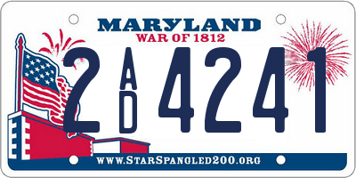 MD license plate 2AD4241